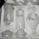 Mimorou 6 Sets Glass Apothecary Jars with Lids and Scoops 3 Styles Clear Candy Jars for Candy Buffets Candy Display Containers Bath Salt Container Cookie Crafts Bathroom Kitchen Storage (Simple), 4 x 9 inches, 5 x 10 inches, 5 x 15 inches
