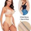 Werena Tummy Control Thong Shapewear for Women Seamless Shaping Thong Panties Body Shaper Underwear (Beige, L)