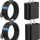 45W Super Fast Charger USB C Android Phone Type C Charger Fast Charging Block with 12FT Cord for Samsung Galaxy S26/S26 Ultra/S26+/S25 Ultra/S25/S24 Ultra/S24/S23 Ultra/S22/S21/S20/Note 10, Black