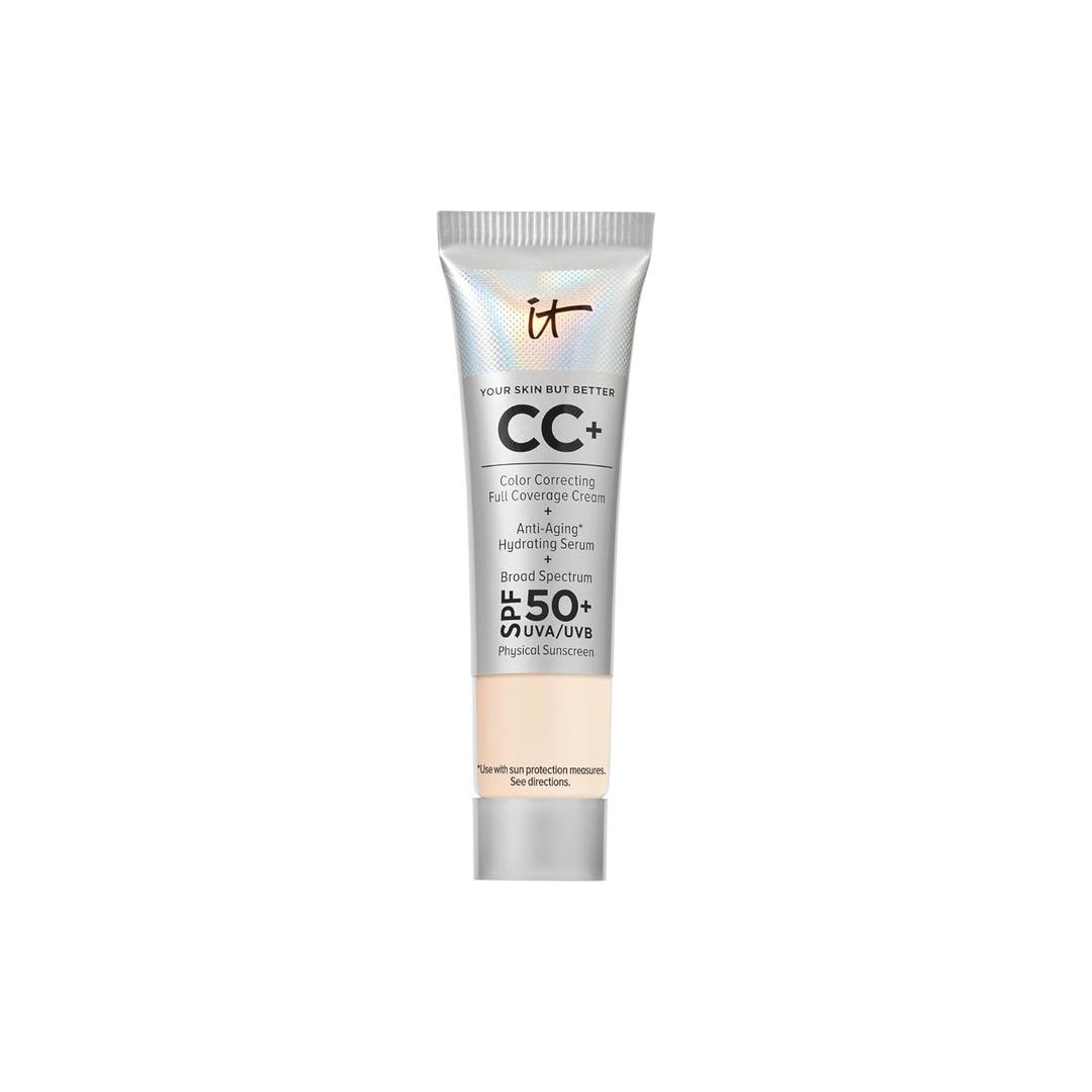 IT Cosmetics CC+ Cream - Natural Full Coverage Foundation With SPF 50+, Color Corrector & Anti-Aging Hydrating Serum, Hyaluronic Acid + Peptides, Lightweight Up To 24H Wear, All Skin Types