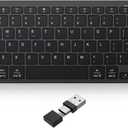 OMOTON 2.4G Wireless Keyboard, Ultra-Slim Compact Mini Keyboard with Type-C & USB-A Receiver, Compatible with Desktop Laptop Tablet PC Smart TV and Windows 11/10/8/7 - Black