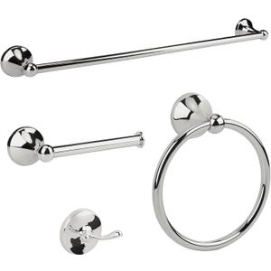 4 Piece Chrome Bathroom Hardware Accessories Set,Towel bar Set 23.6 Inch Towel Bar Set,Towel Rack Set,Bathroom Towel Holder Set
