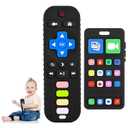Teething Toy for Baby 3 6 12 18 Months, Realistic Remote Control and Mobile Phone Baby Teether Toy, Baby's Chew Toys, Food Grade Silicone Teething Toys for Infants, BPA Free, for Babies Gum Relief