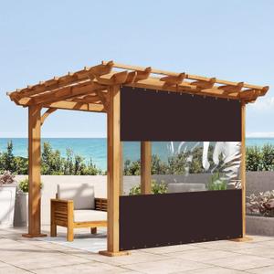 Covers & all Outdoor Clear Panel Curtain, 12 oz Vinyl Outdor Curtains for Patio, Waterproof & Weather Resistant Tarp with Brass Grommets for Pergola, Porch, Gazebos, Balcony (7' H x 8' W Feet, Coffee)