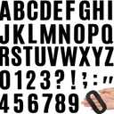 Qilery 32 Sheets 4 Inch Letter and Number Stickers Self Adhesive Vinyl Letters Alphabet Stickers Big Font Letters Number Tags for School Classroom Home Mailbox Decor (Black)