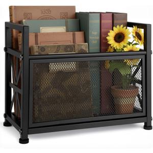 Magazine Rack & Holder  Multi-Purpose Storage Organizer for Magazines, Books, Newspapers, Mail, Tablets | Sturdy Black Basket for Home, Office, Bathroom | Sleek Design & Easy Assembly