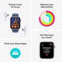 Apple Watch SE (2nd Gen) [GPS 44mm] Smartwatch with Silver Aluminum Case with Denim Sport Band M/L. Fitness and Sleep Trackers, Crash Detection, Heart Rate Monitor, Retina Display