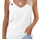 TICTICMISS Women's V Neck Tank Top Casual Sleeveless Shirts Cute Summer Tees.L