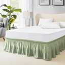 FreshCulture Elastic Bed Skirt - Full Size, 18-Inch Drop, Hotel Quality Dust Ruffle (Sage Green) (Full-18" Drop)