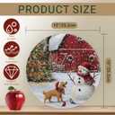 4 Pcs 10-Inch Christmas Melamine Dinner Plates, Round Holiday Set with Winter Farm Watercolor Scenes, Red Barn, Cardinals, Snowmen, Dishwasher-Safe Festive Dinnerware for Table Decor & Parties