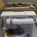 Sewing Machine, Basic Sewing Machine with Foot Pedal, Stitching Machine For Children With Sewing Kit, Dual Threads Electric Tacking Machine for Beginners (Table + Kit) (Purple Accent)