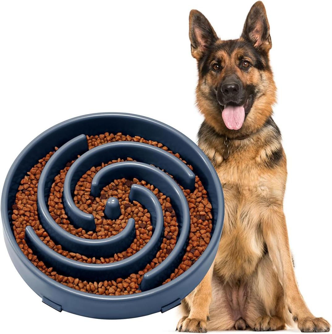 JASGOOD Slow Feeder Dogs Bowl for Large Medium Dogs,Anti-Gulping Pet Slower Food Feeding Bowls Stop Bloat,Preventing Choking Healthy Design Dogs Bowl (G-Ink Blue)