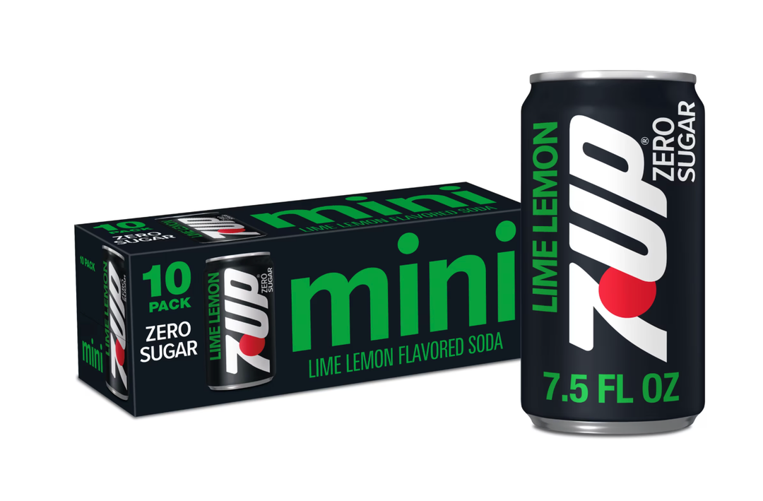 7UP Zero Sugar Lime Lemon Soda, 7.5 Fl Oz Mini Cans, 10 Pack BBD 11-01-2026