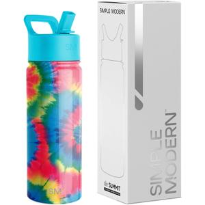 Simple Modern Kids Summit Water Bottle with Straw Lid | 18oz Stainless Steel Tumbler for Toddlers, School | Tie-Dye
