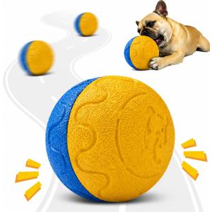 Smart EVA Motion Activated Self Play Bouncing Interactive Electric Automatic Moving Enrichment Dog Chase Teaser Ball Toys Rechargeable Mental Brain Stimulation for Small Medium Large Dogs to Keep Busy