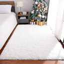 Maxsoft Fluffy Shag Bedroom Rug, Non-Slip Fluffy 4x6 Rug White Area Rugs for Living Room Nursery Bedside, Fuzzy Plush Dorm Rug for Girls Kids, Furry Carpet for Indoor Modern Soft Home Decor