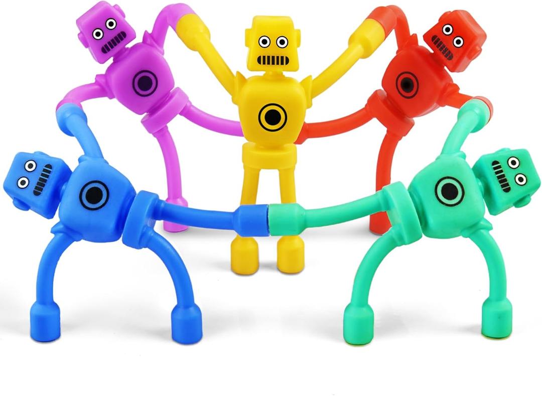 Easter Basket Stuffers for Kids Toddlers Boys 5PC Magnetic Robot Men Travel Toys Airplane Road Trip Car Travel Activities Essential Magnet Fidget Toy for Boy 3 4 5 6 Year Old Valentines Day Gifts (Colorful)