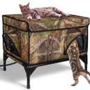 Heated Cat House for Outside, Upgrade Insulated & Weatherproof Heated Outdoor Cat House in Winter, Elevated Outdoor Feral Cat Shelter with Heating Pad for Stray Barn Cat (22" L x 16.5" W x 18" H)