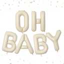 Biapian 40 Inch OH BABY Letter Balloons, Big Beige BABY Foil Balloons, 6 Pcs Giant Alphabet Large Balloon Neutral Oh Baby Balloon Banner Sign for Baby Shower Birthday Gender Reveal Party Decoration