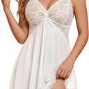 Girece Babydoll Lingerie for Women Lace Mesh Sleepwear One Piece Chemise Boudoir Comfortable Outfits Gifts for Wife, S