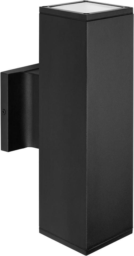 Maxxima LED Rectangular Outdoor Porch Light - 2000 Lumens, 3000K Warm White Light, Up and Down Sconce Lighting, 24 Watt, Automatic Dusk to Dawn Sensor, Aluminum Wall Wash Finish