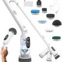 Electric Spin Scrubber, Cordless Cleaning Brush, 3H Work Time, Bathroom Scrubber with LED Display, 3-Speed Extendable Handle, IPX7 Waterproof, 8 Brush Heads for Shower, Tile, Tub, Floor, Toilet, Grout