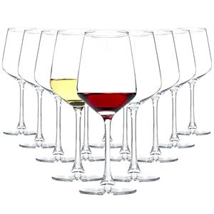 HAKEEMI Red/White Wine Glasses Set of 12, 12 oz Clear Wine Glasses with Stem, Dishwasher Safe