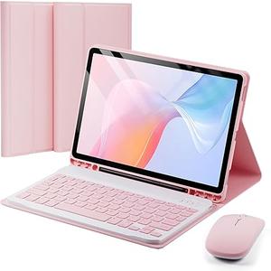 TUNKARMOR Keyboard Case for Samsung Galaxy Tab S1111 Inch 2025, Mouse and Detachable Keyboard Slim Case with S Pen Holder  Pink