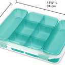 Sterilite Divided Case, Stackable Plastic Small Storage Container with Latch Lid, Organize Crafts, Small Hardware Items, Clear with Blue Trays, 6-Pack