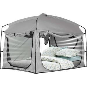 Bed Tent,Portable Privacy Sleeping Bed Canopy,Blackout 90% Drapes for Kids and Adult,Indoor Space Tent with Breathable Large Mesh Windows