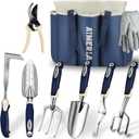 Aimerla Gardening Tools Set of 9 Heavy Duty Garden Tools with Non-Slip Rubber Grip with Large Garden Bag, Durable for Garden, Weeding, Gifts for Women,Men