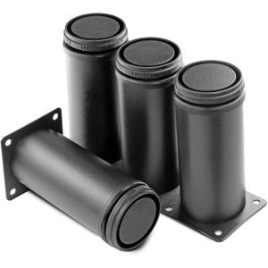 5 Inch Metal Furniture Legs Stainless Steel Adjustable Legs Black Metal Legs Round Cabinet Legs for Coffee Table Cabinet Desk Sofa Shelves, Pack of 4