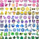 100 Pcs Different Shoe Charms for Clog Shoe Decoration, Cute Animal Flowers Charms for Girls Boys Teens Adults, Cartoon Charm for Shoes Accessories Bracelet Wristband Party Favors