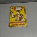 Retro Bar Decor for Man Cave - 8X12 Inch Vintage Football Sign - "Upon Further Review, I'm Going To Need Another Drink" Home Bar Accessories