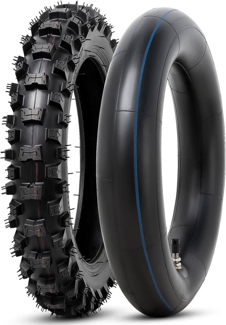 2.50-10(60/100-10) 4PR TT 33J Off Road Mini Dirt Bike Front/Rear Tire and Inner Tube Compatible with 2.5-10 60/100-10 Off Road Dirt Bike Pit Bike/Motorcycle Tire (P-279)