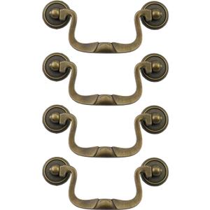 4pcs Antique Cabinet Pulls, 3.5" (88mm) Hole Center, Bronze | Drawer Pulls, Vintage Dresser Pulls Handles, Retro, Decorative Cupboard Pulls, for Wardrobe, Closet, Furniture, with Screws