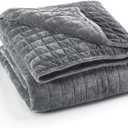 60''x80'' Duvet Cover for Weighted Blanket | Super Cozy and Warm | Double-Side Square Quilted Minky | Dark Grey