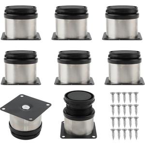 8 Pack 2 Inch Silver Adjustable Furniture Legs, 50mm Stainless Steel Cabinet Metal Kitchen Furniture Feet for Cabinets, Tables, Sofas, Shelves, Worktop, Load 100Lbs 45kg