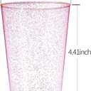 WDF 100pcs 12OZ Rose Gold Cups,Disposable Rose Gold Premium Wedding Glitter Plastic Cups Perfect for Mother's Day Wedding Party Birthday