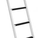 Anti-Slip RV Bunk Ladder, 57in Integrated Heavy Duty Steel Camper Bunk Bed Ladder with Rubber Pads and Hooks - White
