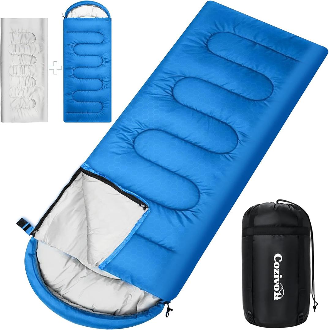 2-in-1 Detachable Sleeping Bag,Waterproof 4-Season Adult Sleeping Bags w/Removable Cotton Liner  Converts to 2 Lightweight Bags for Camping, Hiking, Travel