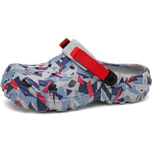 YUKTOPA Men's Clogs Outdoor Athletic Sports Sandals Adult Slip On Garden Shoes Summer Water Beach Shoes Casual Slippers Lightweight Breathable Non Slip (13, Grey/Red 577)