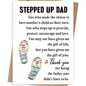 7 x Step Dad Fathers Day Gift, Stepfather Father's Day Card Gifts from Stepdaughter Stepson, Bonus Dad Fathers Day Card Gift
