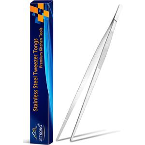 JETKONG 14 Inch Kitchen Tweezers Tongs Extra-Long Cooking Tweezers Stainless Steel Long Food Tweezer