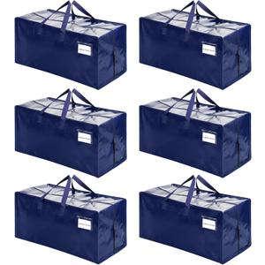 VENO 6 Pack Moving Bags w/Backpack Straps, Heavy Duty, Moving Boxes Alternative, Packing Supplies, Large Storage Totes for Dorm Room Essentials with Zipper for Clothes (Blue, 6 Pack)
