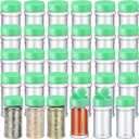 Jadive 36 Pcs 5.5 oz Plastic Spice Jars with Shaker Lids Clear Spice Bottles Plastic Seasoning Containers Empty Shaker for Kitchen Storing Herbs Seasoning Powders Pepper (Green)