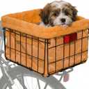 Xixter Pet Bike Basket with Liner & Mounting Hardware Metal Wire Rear Bike Basket for Dogs & Cats Comfortable Plush Bicycle Basket for Adult Bikes,Scooters Secure Universal Rack Mount