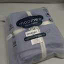 MooMee Bedding Duvet Cover Set 100% Washed Cotton Linen Like Textured Breathable Durable Soft Comfy (Heathered Blue, King 104"x90")
