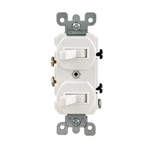 Leviton 15 Amp, 120/277 Volt, Duplex Style Single-Pole/Single-Pole Combination Switch, 5224-2W, White