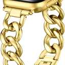 DaQin Gold Band Compatible with Apple Watch Bands for Women 40mm 38mm 41mm 42mm 44mm 45mm 46mm, Metal Chain Link Steel Replacement Accessories Bracelet for iWatch Bands Series 11 10 9 8 7 6 5 4 3 2 1